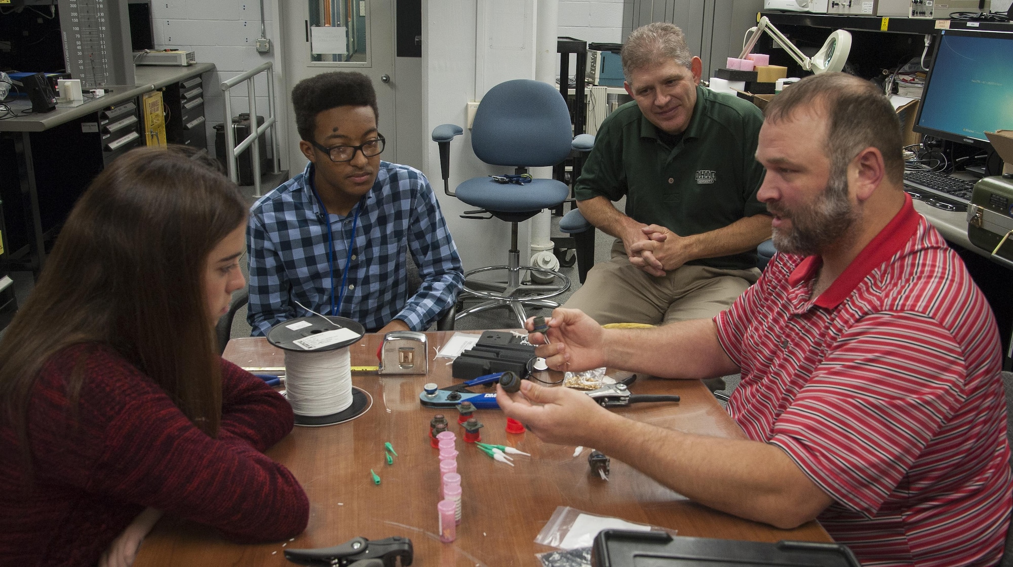 Area high schol students particiapate in a job shadow day at Wrigtht-Patterson Air Force Base, Ohio