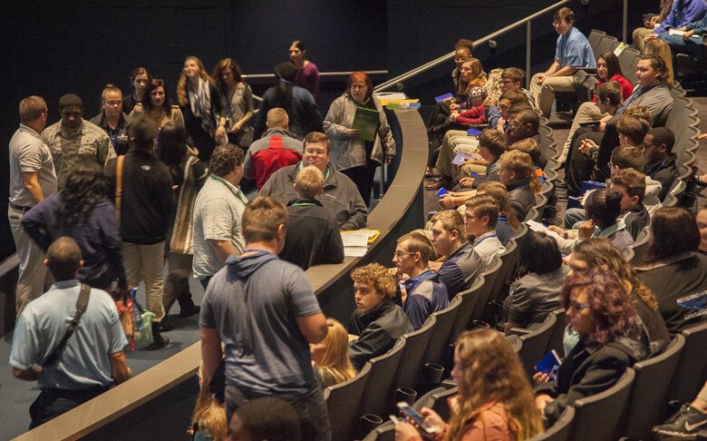 Area high schol students particiapate in a job shadow day at Wrigtht-Patterson Air Force Base, Ohio