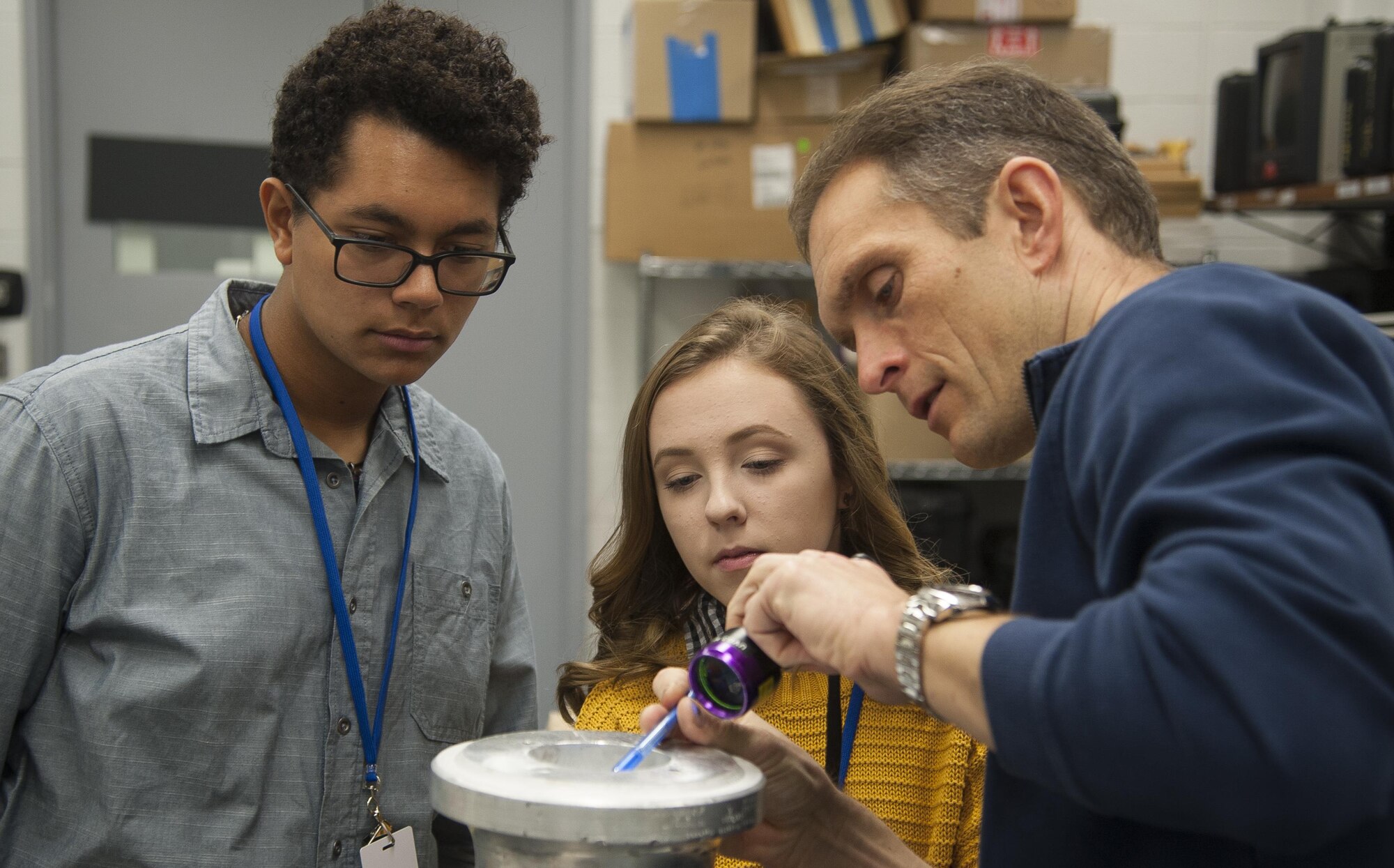 Area high schol students particiapate in a job shadow day at Wrigtht-Patterson Air Force Base, Ohio