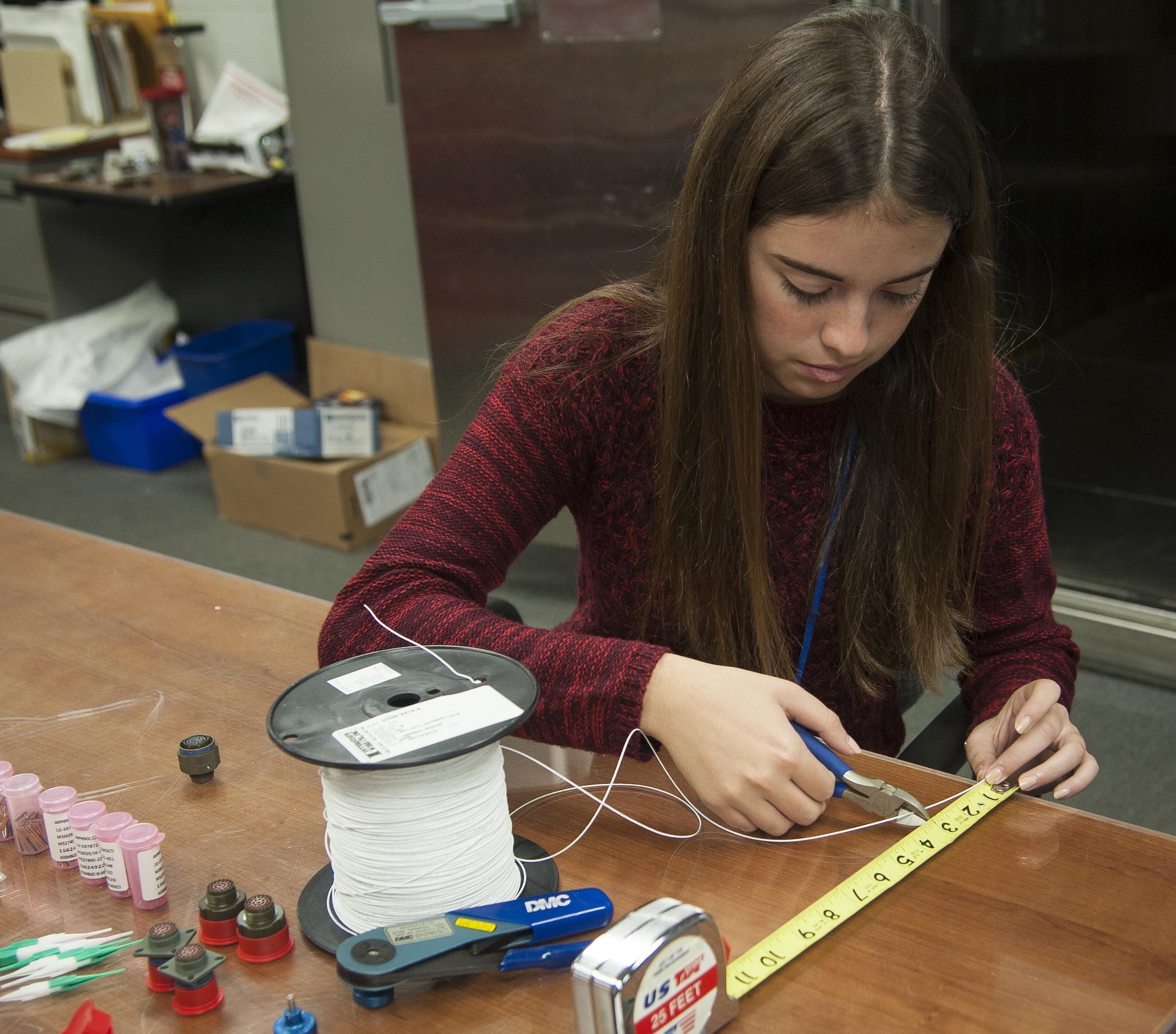 Area high schol students particiapate in a job shadow day at Wrigtht-Patterson Air Force Base, Ohio