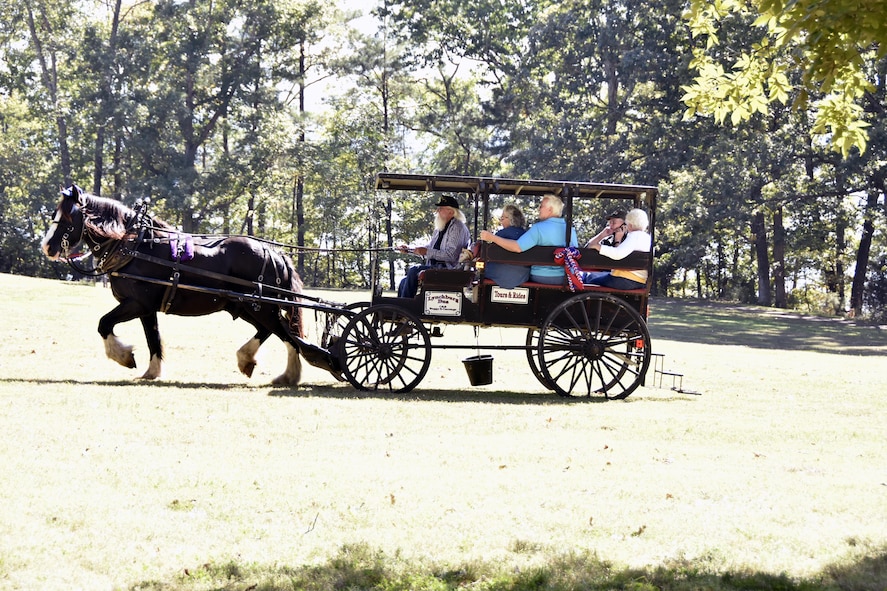 Guests of the Military Appreciation: Past, Present and Future picnic take part in a buggy ride. The Oct. 20 picnic at Arnold Lakeside Center was open to retired military, veterans and active-duty services members and their families. (U.S. Air Force photo/Rick Goodfriend)
