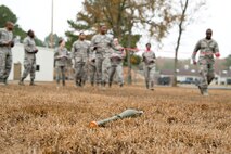 U.S. Air Force Reserve Airmen assigned to the 913th Airlift Group, cordon off an inert explosive training aid during “Ability to Survive and Operate” (ATSO) training Nov. 4, 2017, at Little Rock Air Force Base, Ark.