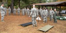 U.S. Air Force Reserve members assigned to the 913th Airlift Group prepare for a team building exercise during “Ability to Survive and Operate” (ATSO) training Nov. 4, 2017, at Little Rock Air Force Base, Ark.