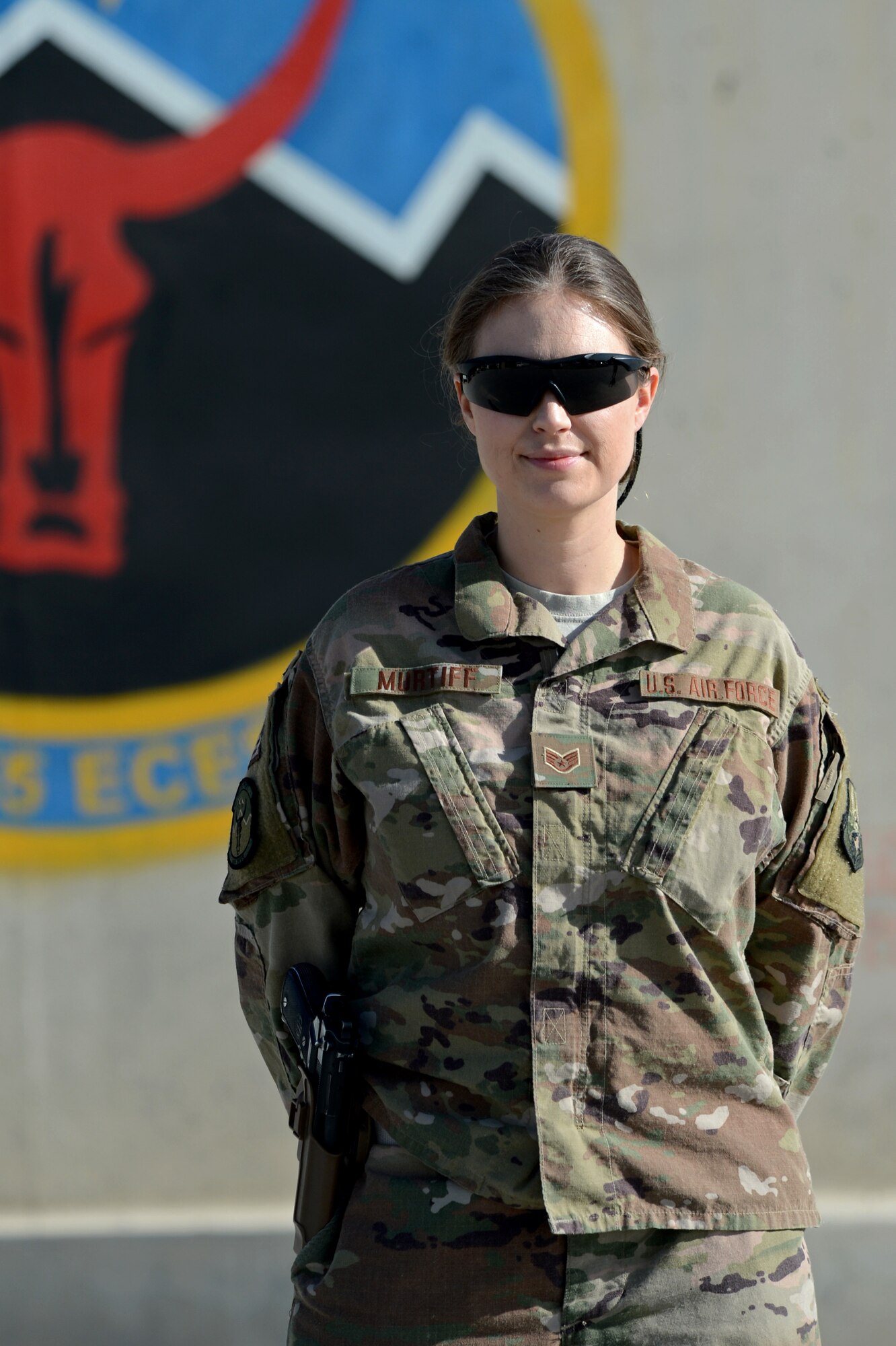 Staff Sgt. Beverly Murtiff, 455th Expeditionary Civil Engineer Squadron customer service lead, poses for a photo Nov. 6, 2017 at Bagram Airfield, Afghanistan.