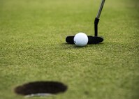 A participant prepares to hit a golf ball during a Safeside Association reunion golf tournament, Nov. 6, 2017, in Valdosta, Ga. Biennially, the Safeside association holds a reunion to interact with their past and present comrades from the 820th Base Defense Group. (U.S. Air Force photo by Airman Eugene Oliver)