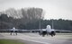F-15E Strike Eagles from the 494th Fighter Squadron, taxi on the flight line at Royal Air Force Lakenheath, England, Nov. 6. This year, the two F-15E Strike Eagle squadrons also celebrated their 25th year of being at the Liberty Wing. (U.S. Air Force photo/Staff Sgt. Emerson Nuñez)
