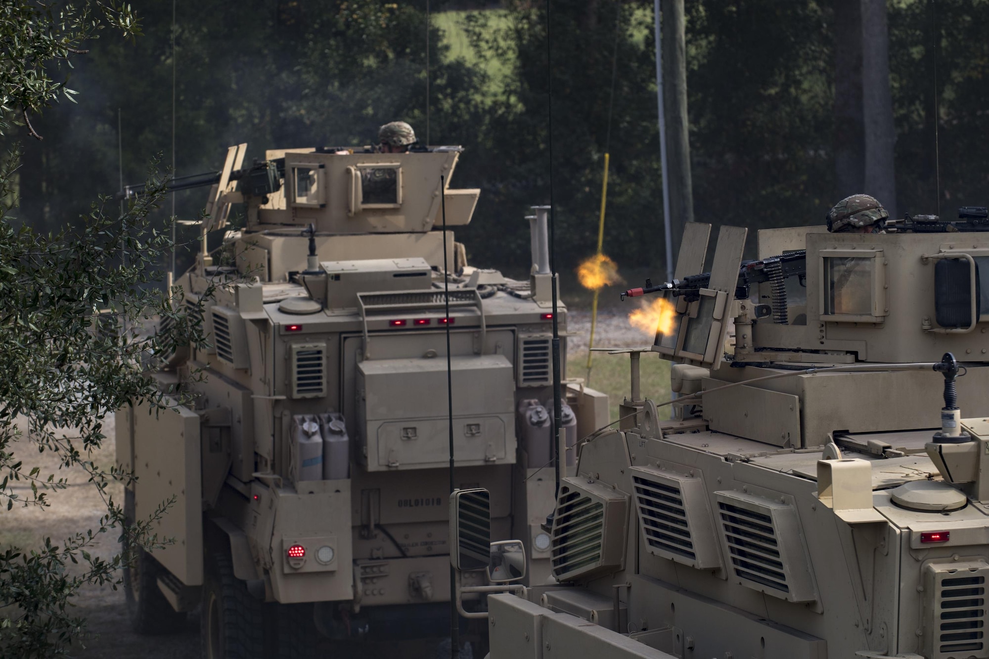 Members of the 820th Base Defense Group demonstrate capabilities to the Safeside Association, Nov. 8, 2017, at Moody Air Force Base, Ga. Safeside reunions are biennial and scheduled around the 820th Base Defense Group’s high-ops tempo. (U.S. Air Force photo by Senior Airman Daniel Snider)