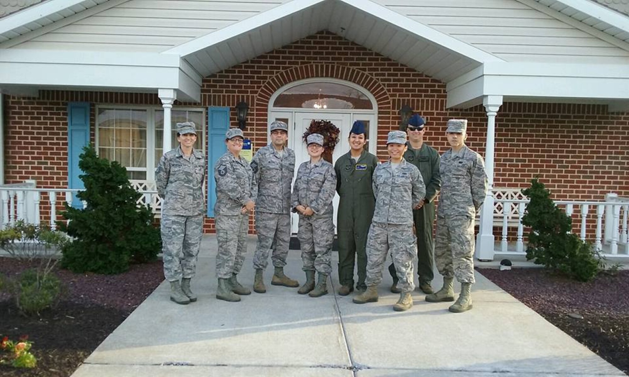 193rd Special Operations Wing Airmen gather for a group photo, while out visiting central Pennsylvania veterans, Nov. 11th, 2016. Master Sgt. Suzanne McMurray has been recruiting Airmen to do this with her for the past three years. (U.S. Air National Guard Courtesy Photo/Released)