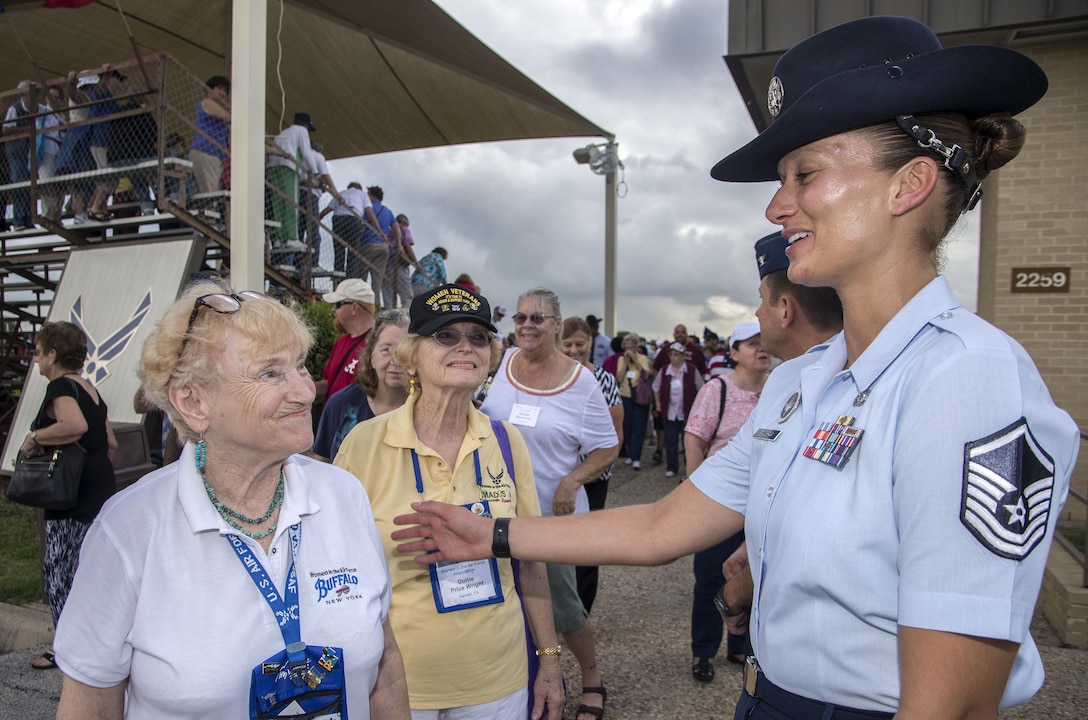 An Air Force training instructor thanks female veterans.