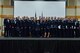 Graduates of Airman Leadership School Class 18-A pose for a photo after the graduation ceremony Nov. 9, 2017, at the Grizzly Bend at Malmstrom Air Force Base, Mont. (U.S. Air Force photo by Airman 1st Class Daniel Brosam)