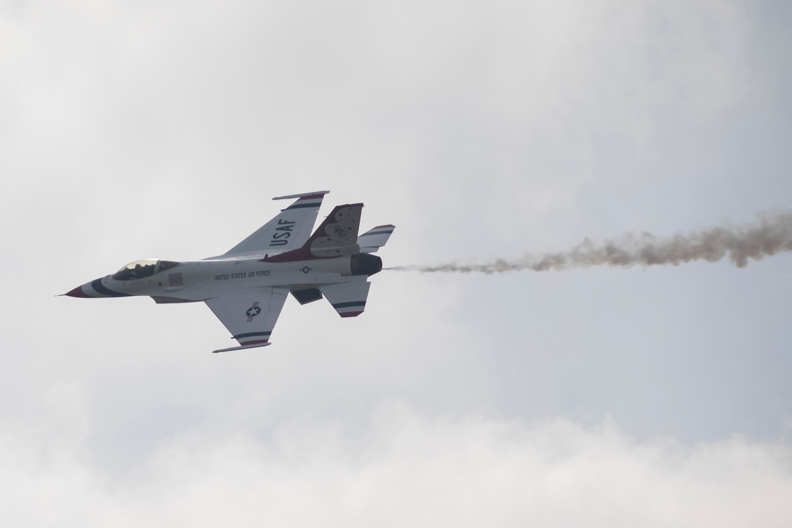 The Air Force displayed capabilities of their aircraft through aerial demonstrations and static displays.