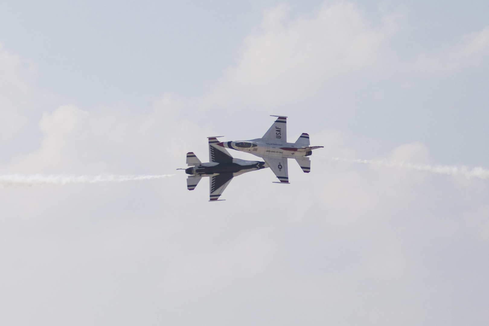 The Air Force displayed capabilities of their aircraft through aerial demonstrations and static displays.