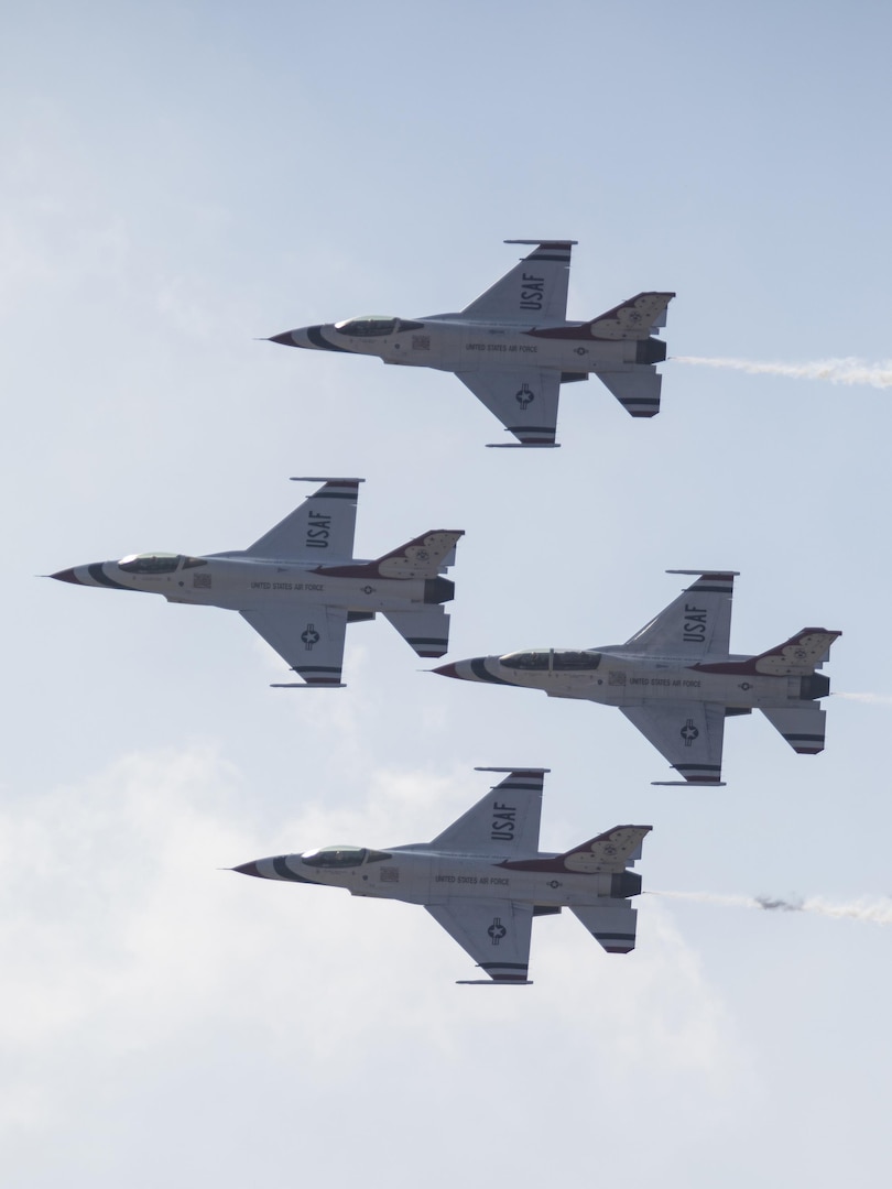 The Air Force displayed capabilities of their aircraft through aerial demonstrations and static displays.