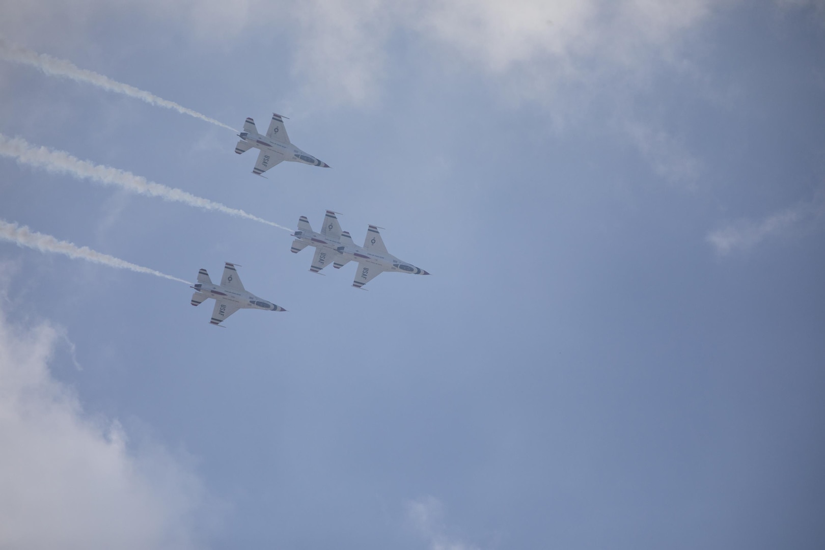 The Air Force displayed capabilities of their aircraft through aerial demonstrations and static displays.