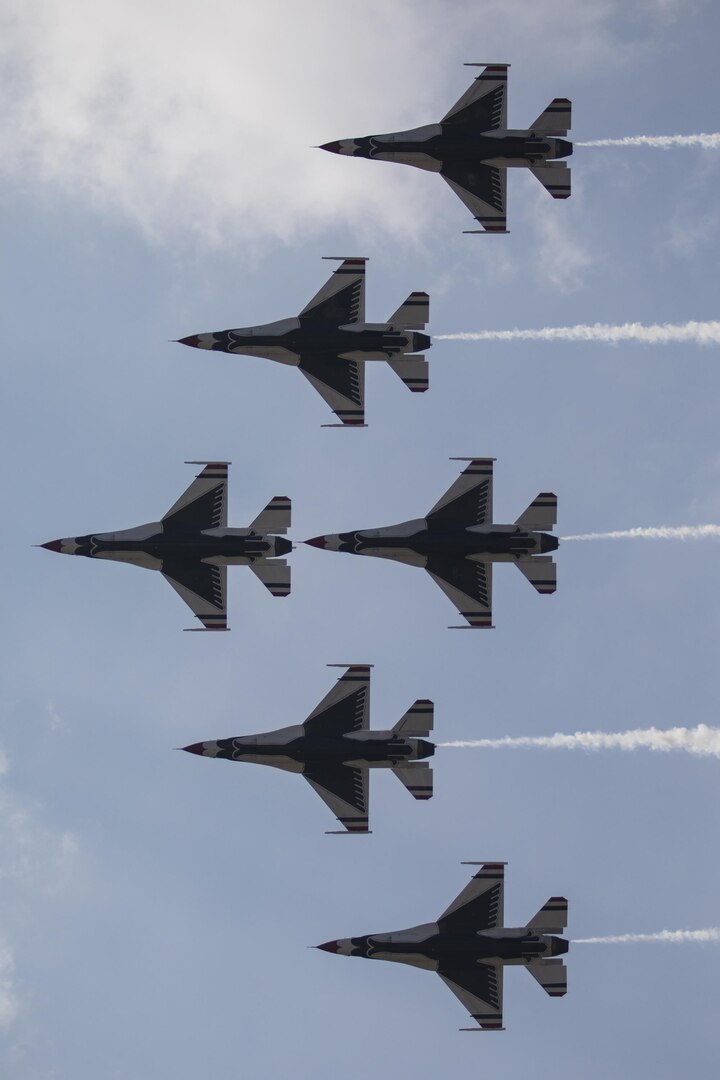 The Air Force displayed capabilities of their aircraft through aerial demonstrations and static displays.