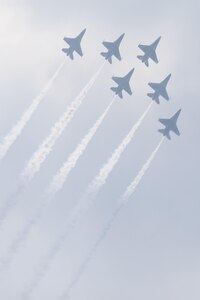 The Air Force displayed capabilities of their aircraft through aerial demonstrations and static displays.