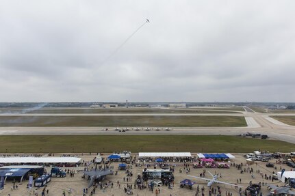 The Air Force displayed capabilities of their aircraft through aerial demonstrations and static displays.