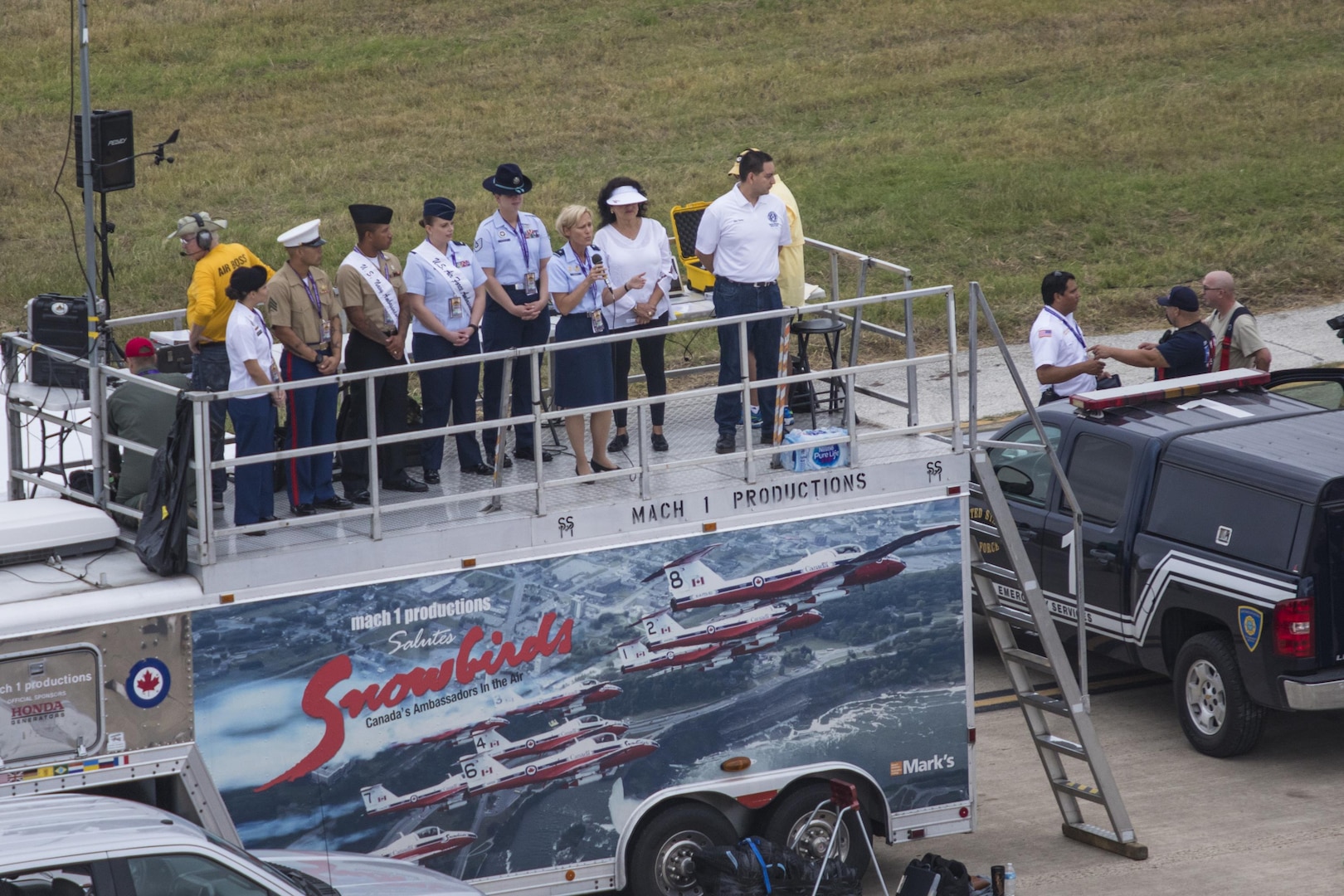 The Air Force displayed capabilities of their aircraft through aerial demonstrations and static displays.