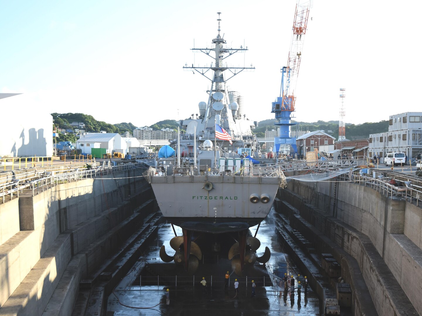 USS Fitzgerald in dry dock