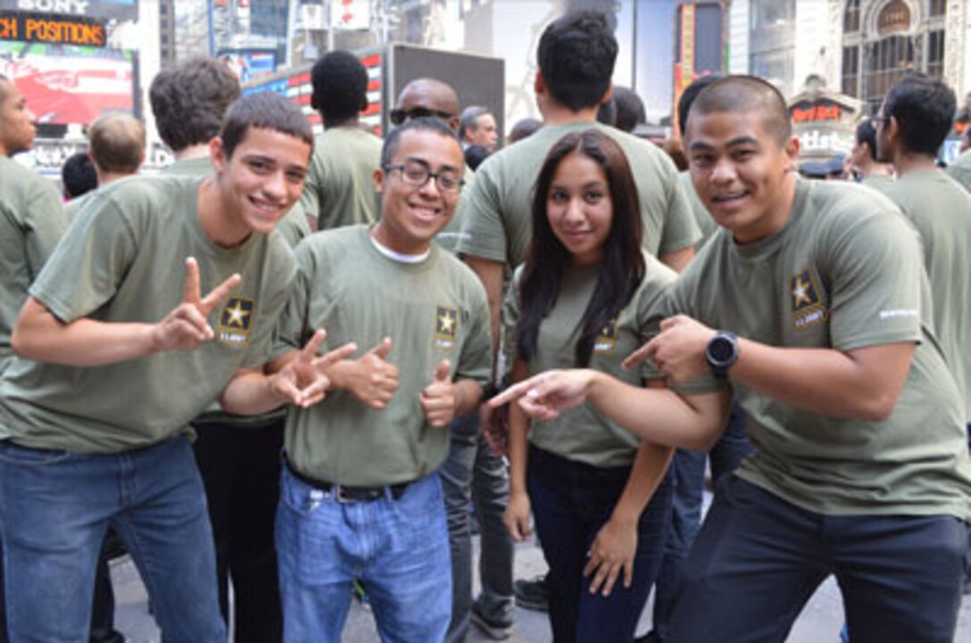 This group of Staten Island-based future soldiers shared in the excitement of the U.S. Army's 240th birthday celebration at the famous Times Square Recruiting Station in New York City.