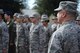 Col. Guy Majkowski, 14th Medical Group Commander, commands a flight of Airmen Nov. 11, 2017, before a Veterans Day parade at the Columbus Municipal Complex in Columbus, Mississippi. Following the parade was a ceremony which included a wreath laying ceremony, flyover and participation from Columbus Air Force Base and West Lowndes High School Air Force Junior ROTC Honor Guard. (U.S. Air Force photo by Airman 1st Class Keith Holcomb)