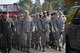 Airmen from Columbus Air Force Base, Mississippi, march during a Veterans Day parade Nov. 11, 2017, in Columbus, Mississippi. Airmen from many squadrons on base participated in the parade as well as the wreath laying ceremony that took place shortly afterward. (U.S. Air Force photo by Airman 1st Class Keith Holcomb)