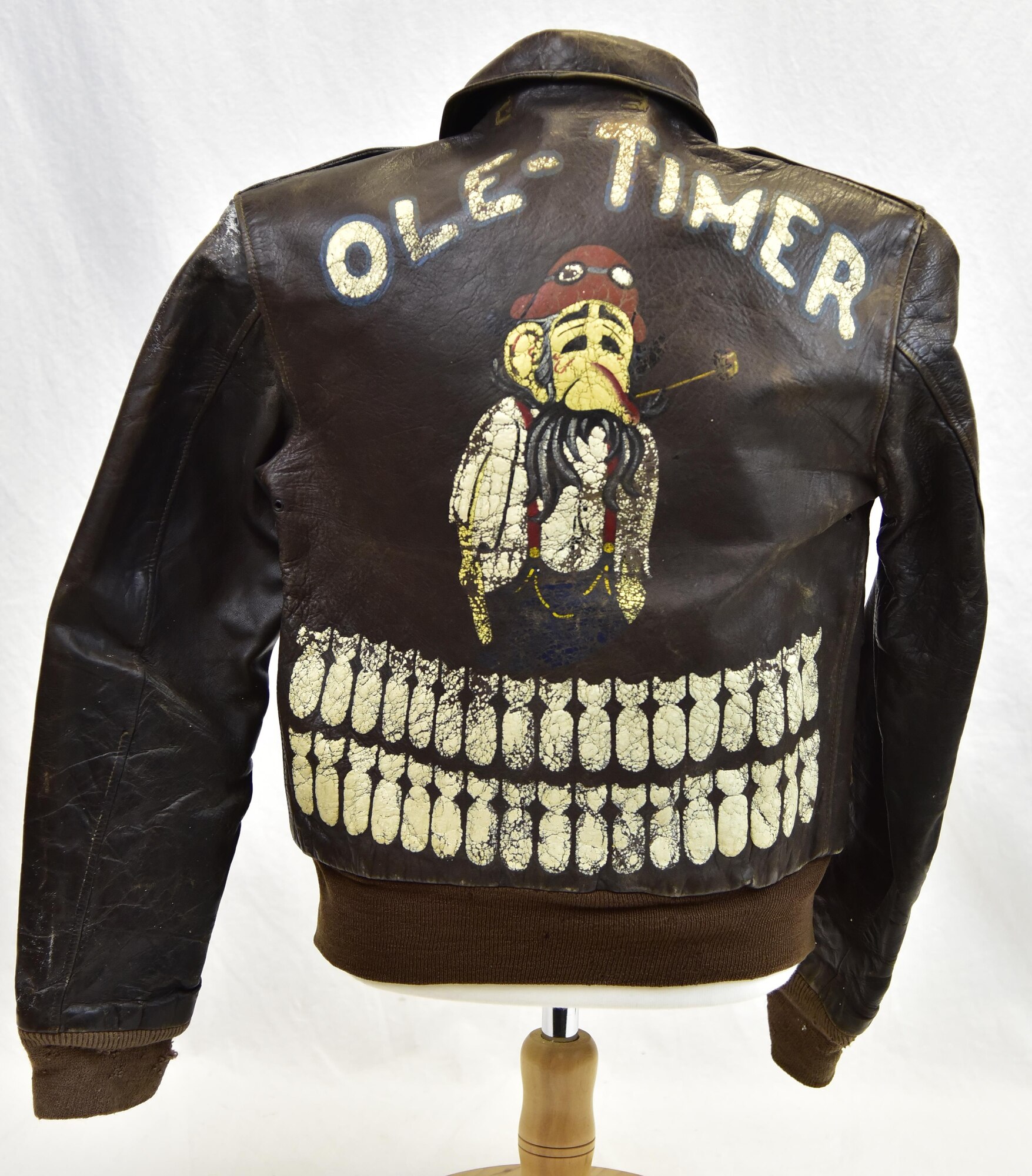 Plans call for this artifact to be displayed near the B-17F Memphis Belle™ as part of the new strategic bombardment exhibit in the WWII Gallery, which opens to the public on May 17, 2018.  A-2 jacket worn by Sgt Richard Benson, who was the ball turret gunner of the Eighth Air Force B-17 Ole Timer.