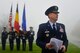 U.S. Air Force Col. Brian Hartless, 86th Civil Engineer Group commander, gives a speech during a Veterans Day Ceremony at Henri-Chapelle American Cemetery and Memorial, Belgium, Nov. 11, 2017. During his speech, Hartless highlighted the significance of Veterans Day, adding that it illustrates the commitment of U.S. service members to serve their country and build partnerships with their allies. (U.S. Air Force photo by Airman 1st Class Joshua Magbanua)