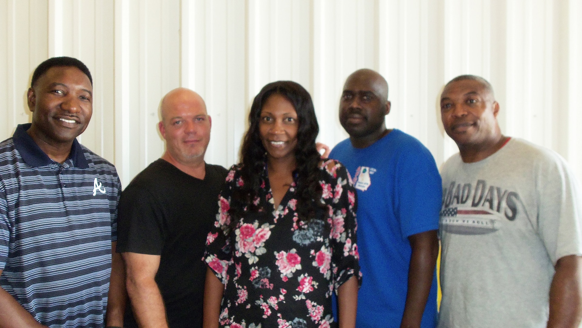 The DLA Distribution Warner Robins, Georgia, Preservation, Packaging, Packing and Marking Section Special Assets Division team (L-R): Ernest Melonson, Greg Bedford, Christie Williams, Jonah Blunt and Jettie Evans. They were selected as DLA Distribution Team of the Quarter for the 3rd Quarter 2017. Teammates not pictured: Richard Langford and Michael Scott.