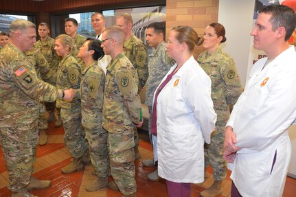 U.S. Army Chief of Staff Gen. Mark A. Milley visits with Brooke Army Medical Center staff members Nov. 11, 2017 in honor of Veterans Day.