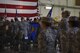 Moody Airmen render salutes during the 23d Maintenance Squadron re-designation ceremony, Nov. 9, 2017, at Moody Air Force Base, Ga. Lt. Col. Neal Van Houten took command of Air Combat Command’s second largest squadron, leading the 800 men and women who are responsible for executing safe and reliable maintenance on aircraft systems, ground equipment and munitions to support the 23d Wing's attack and rescue missions. (U.S. Air Force photo by Senior Airman Greg Nash)