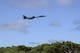 A U.S. Air Force B-1B Lancer assigned to the 37th Expeditionary Bomb Squadron, deployed from Ellsworth Air Force Base, South Dakota, takes off from Andersen AFB, Guam for a mission flying in the Western Pacific, Nov. 13, 2017