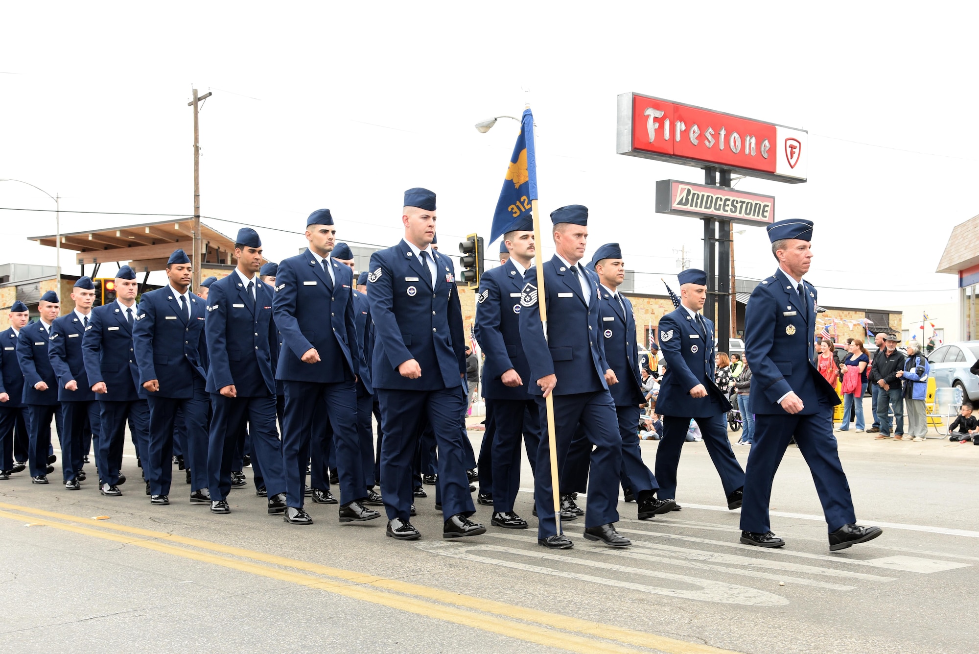 U.S. Air Force Lt. Col. Scott Cline, 312th Training Squadron commander, leads his formation in San Angelo’s Veteran’s Day Parade Nov. 11, 2017, San Angelo, Texas.