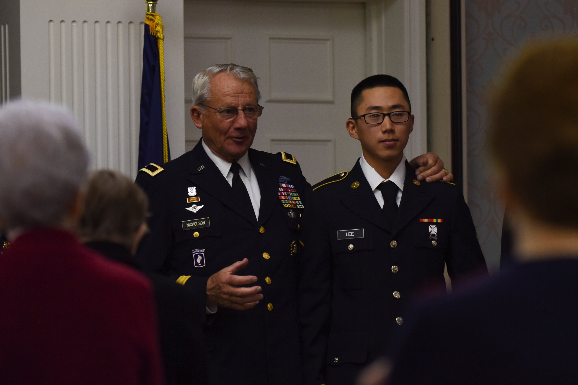 U.S. Army Soldiers assigned to Joint Base Langley-Eustis hosted a Veterans Day event at the Williamsburg Landing Retirement Community to recognize veterans and families, Nov. 11, 2017.