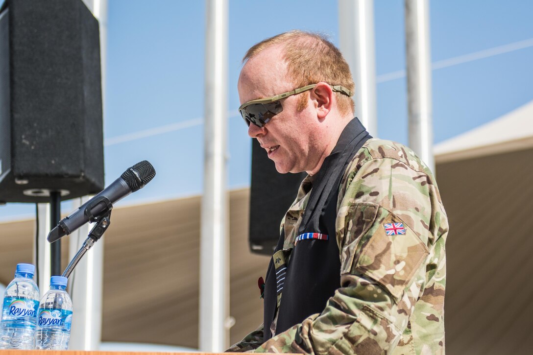 Coalition partners hold joint Remembrance and Veterans Day parade at Al Udeid