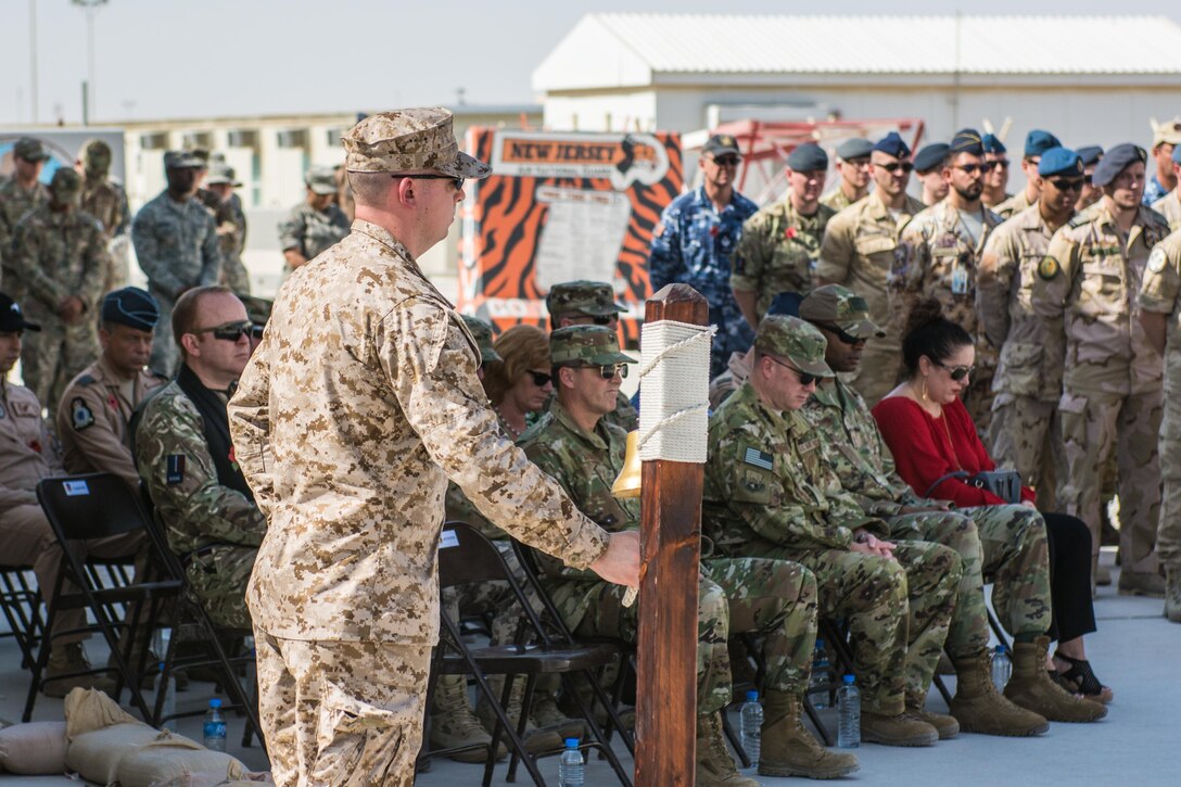 Coalition partners hold joint Remembrance and Veterans Day parade at Al Udeid