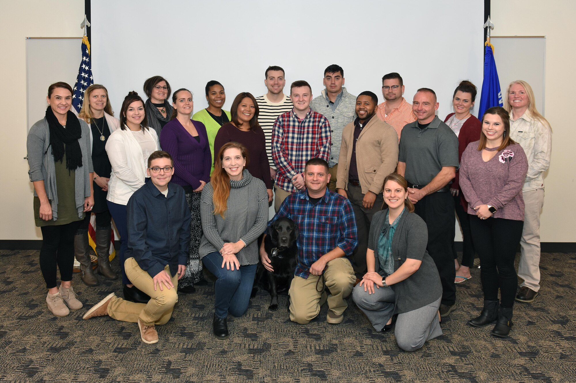 National Guard members from throughout the U.S. gather at Truax Field in Madison, Wisconsin, November 9, 2017, during a week-long Sexual Assault Prevention and Response Victim Advocate Training Course. The 40-hour National Guard Bureau course is a prerequisite for National Guard Airmen selected to become certified victim advocates, and fulfills refresher training requirements for their Army National Guard counterparts. (U.S. Air National Guard photo by Master Sgt. Paul Gorman)