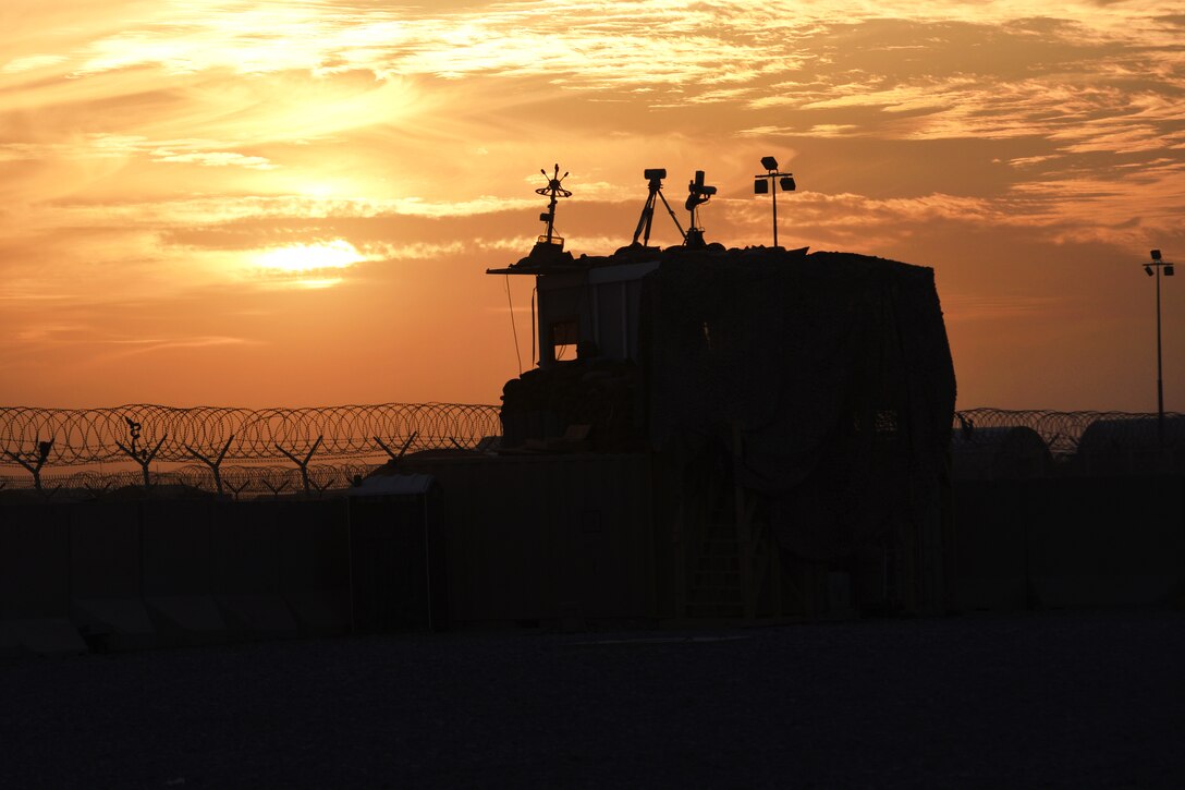 Soldiers man a communication outpost for operational control of flight operation.