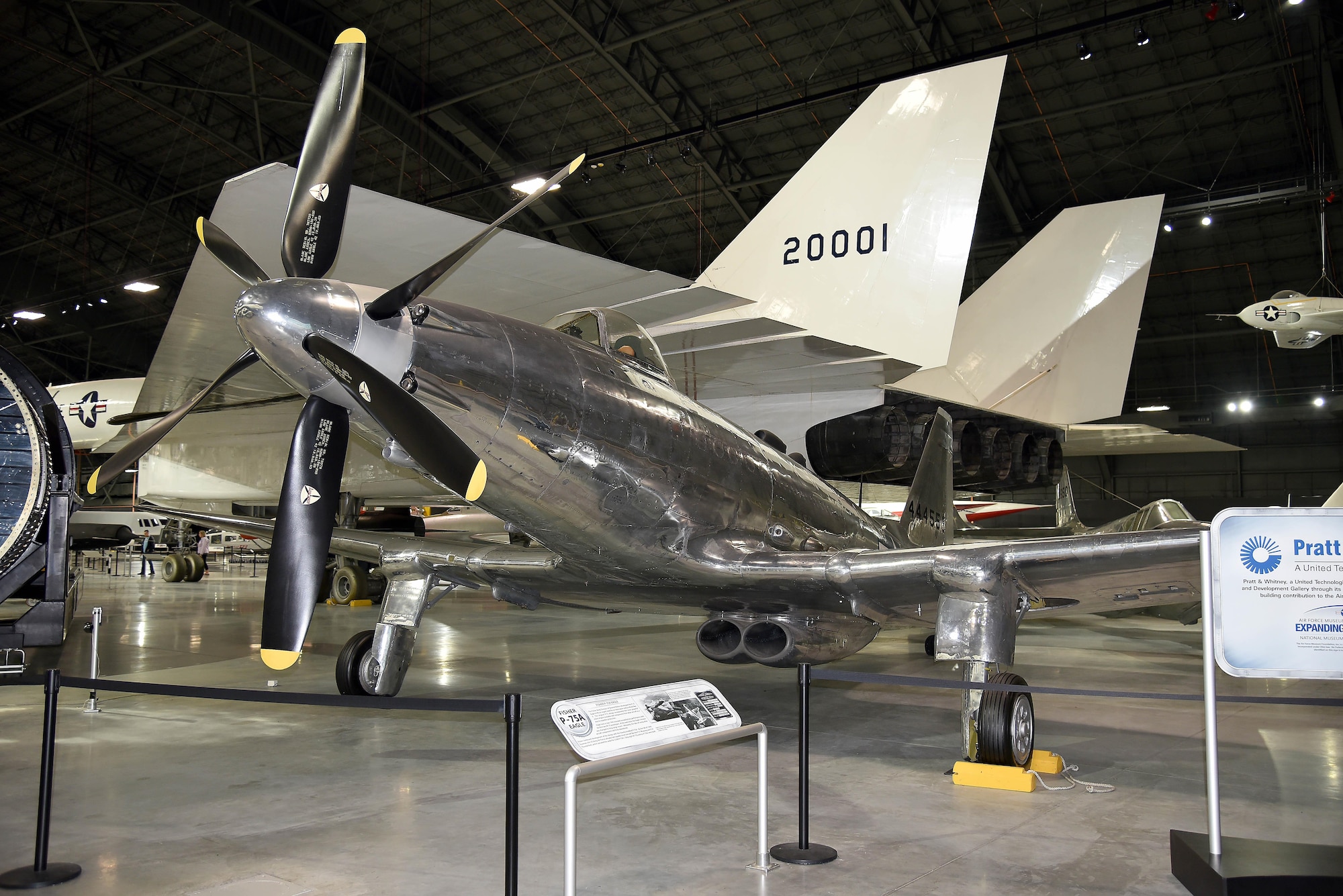 Photo of the Fisher P-75A on display in the R&D Gallery at the National Museum of the U.S. Air Force.