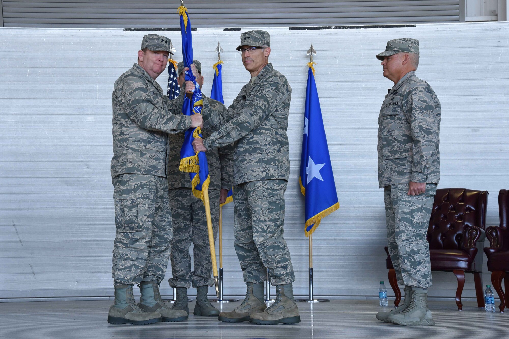 Maj. Gen. Craig L. La Fave (center) took command of 22nd Air Force during a change of command ceremony Nov. 14, 2017, at Keesler Air Force Base, Mississippi. Twenty-second AF is headquartered at Dobbins AFB, Georgia, and the change of command took place during the 22nd AF Senior Leader Summit, which was being hosted by the 403rd Wing at Keesler AFB Nov. 13 through Nov. 16, 2017. (U.S. Air Force photo by Tech. Sgt. Ryan Labadens)