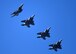 Four U.S. Air Force F-15E Strike Eagles from the 389th Fighter Squadron, Mountain Home Air Force Base, Idaho, soar over Tyndall Air Force Base, Fla., Nov. 3, 2017. Mountain Home AFB sent assets to Tyndall to participate in exercise Checkered Flag 18-1 and Combat Archer. (U.S. Air Force photo by Airman 1st Class Isaiah J. Soliz/Released)