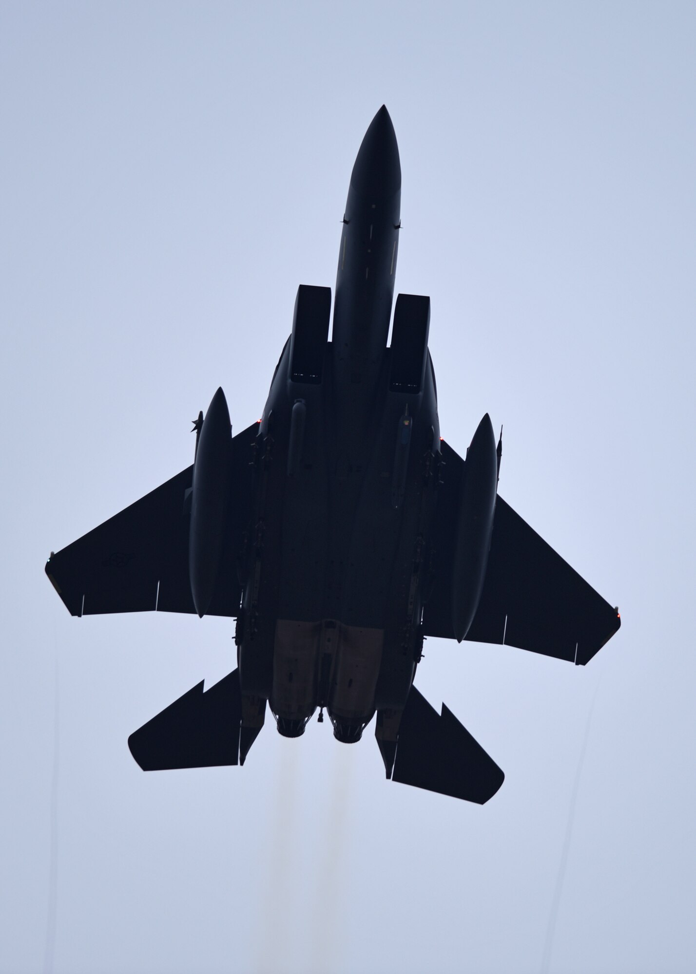 A U.S. Air Force F-15E Strike Eagle from the 389th Fighter Squadron, Mountain Home Air Force Base, Idaho, soars over Tyndall Air Force Base, Fla., Nov. 9, 2017. Mountain Home AFB sent assets to Tyndall to participate in exercise Checkered Flag 18-1 and Combat Archer. (U.S. Air Force photo by Airman 1st Class Isaiah J. Soliz/Released