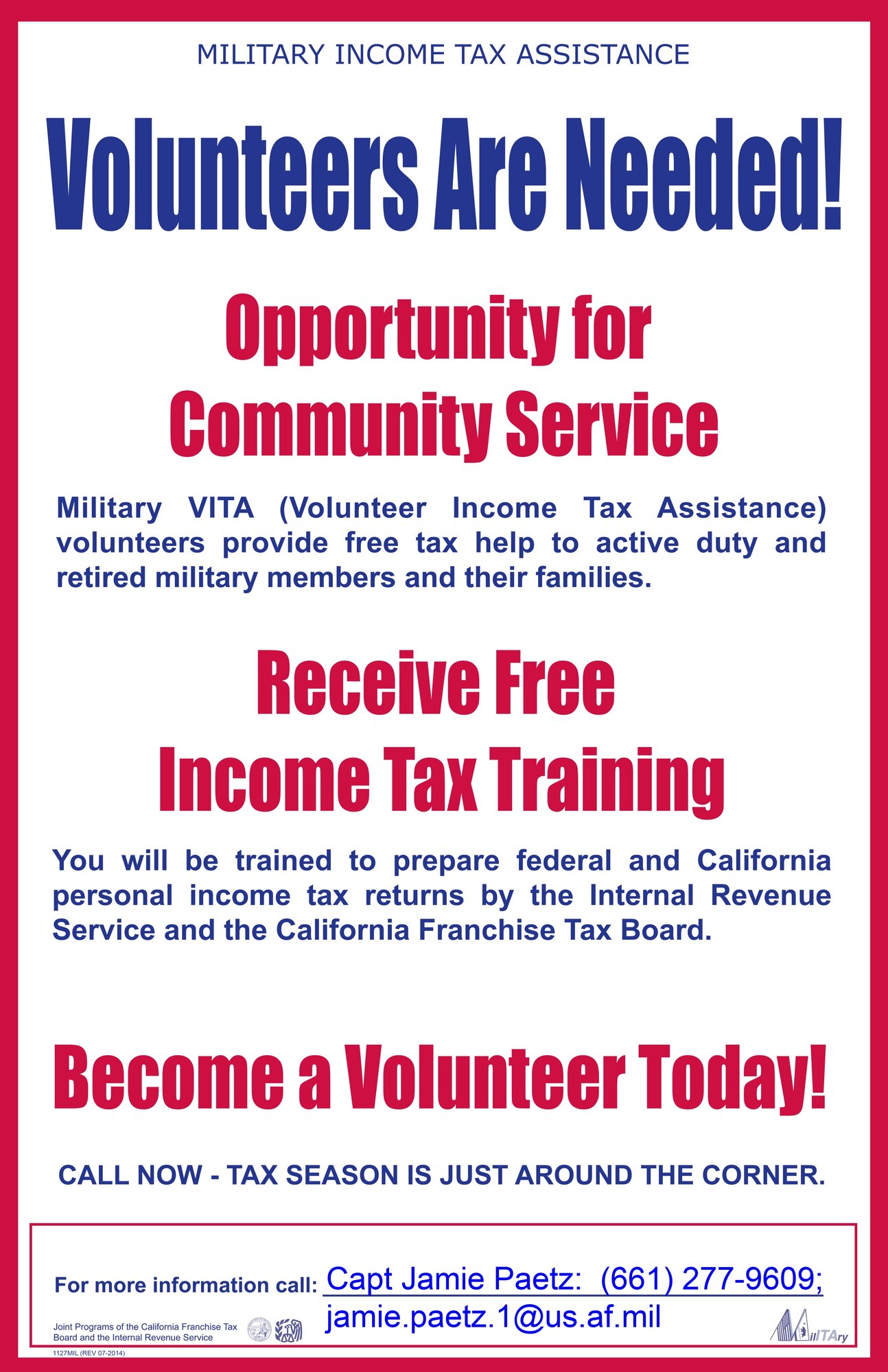 Wanted: Volunteer income tax preparers