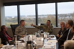 Army Col. Archie S. Herndon Jr., commander of DLA Central Command and Special Operations Command, meets with senior leadership at DLA Distribution headquarters during a visit on Nov. 7.