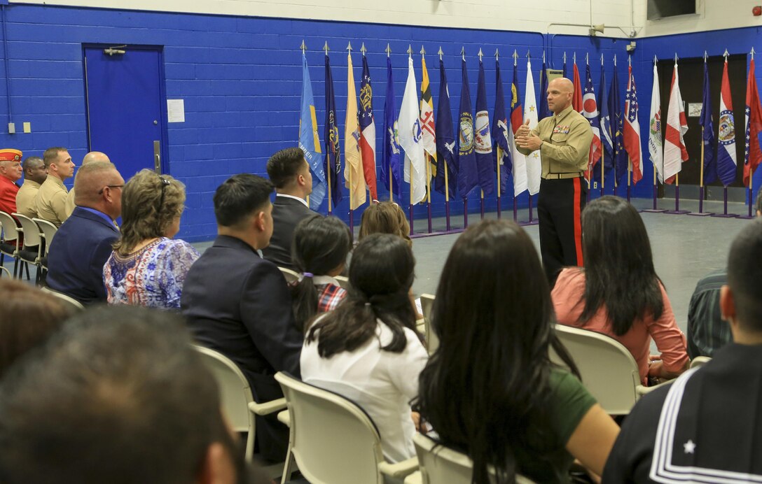 Marine Corps veteran Lance Cpl. Gonzalez receives award upgrade to Navy Cross.