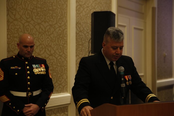 ALEXANDRIA, Va. - Chemical Biological Incident Response Force, CBIRF, U.S. Marine Corps Forces Command, Marines, Sailors and their friends and families commemorated the 242nd anniversary of the United States Marine Corps during CBIRF’s 2017 Marine Corps Birthday Ball at the Hilton Mark Center in Alexandria, Va., Nov. 4, 2017. Maj. Gen. Richard J. Gallant, U.S. Army Commander of Joint Task Force Civil Support, and his wife, Mrs. Carol Gallant, were the guests of honor. (Official U.S. Marine Corps Photos by Cpl. Maverick S. Mejia/ RELEASED)