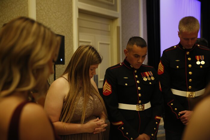 ALEXANDRIA, Va. - Chemical Biological Incident Response Force, CBIRF, U.S. Marine Corps Forces Command, Marines, Sailors and their friends and families commemorated the 242nd anniversary of the United States Marine Corps during CBIRF’s 2017 Marine Corps Birthday Ball at the Hilton Mark Center in Alexandria, Va., Nov. 4, 2017. Maj. Gen. Richard J. Gallant, U.S. Army Commander of Joint Task Force Civil Support, and his wife, Mrs. Carol Gallant, were the guests of honor. (Official U.S. Marine Corps Photos by Cpl. Maverick S. Mejia/ RELEASED)