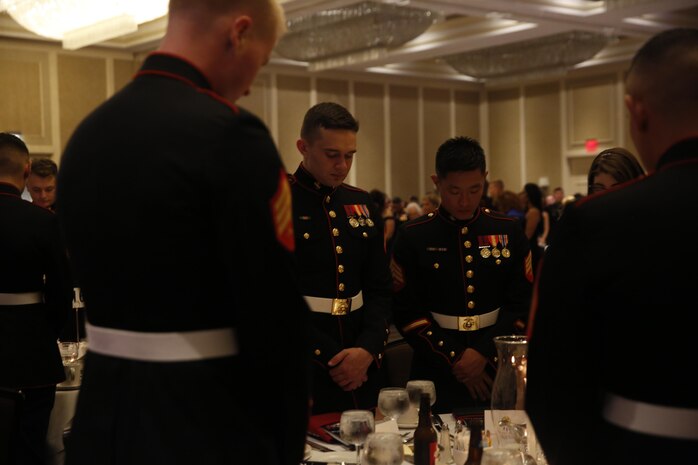 ALEXANDRIA, Va. - Chemical Biological Incident Response Force, CBIRF, U.S. Marine Corps Forces Command, Marines, Sailors and their friends and families commemorated the 242nd anniversary of the United States Marine Corps during CBIRF’s 2017 Marine Corps Birthday Ball at the Hilton Mark Center in Alexandria, Va., Nov. 4, 2017. Maj. Gen. Richard J. Gallant, U.S. Army Commander of Joint Task Force Civil Support, and his wife, Mrs. Carol Gallant, were the guests of honor. (Official U.S. Marine Corps Photos by Cpl. Maverick S. Mejia/ RELEASED)