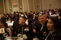 ALEXANDRIA, Va. - Chemical Biological Incident Response Force, CBIRF, U.S. Marine Corps Forces Command, Marines, Sailors and their friends and families commemorated the 242nd anniversary of the United States Marine Corps during CBIRF’s 2017 Marine Corps Birthday Ball at the Hilton Mark Center in Alexandria, Va., Nov. 4, 2017. Maj. Gen. Richard J. Gallant, U.S. Army Commander of Joint Task Force Civil Support, and his wife, Mrs. Carol Gallant, were the guests of honor. (Official U.S. Marine Corps Photos by Cpl. Maverick S. Mejia/ RELEASED)