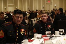 ALEXANDRIA, Va. - Chemical Biological Incident Response Force, CBIRF, U.S. Marine Corps Forces Command, Marines, Sailors and their friends and families commemorated the 242nd anniversary of the United States Marine Corps during CBIRF’s 2017 Marine Corps Birthday Ball at the Hilton Mark Center in Alexandria, Va., Nov. 4, 2017. Maj. Gen. Richard J. Gallant, U.S. Army Commander of Joint Task Force Civil Support, and his wife, Mrs. Carol Gallant, were the guests of honor. (Official U.S. Marine Corps Photos by Cpl. Maverick S. Mejia/ RELEASED)